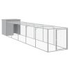 Chicken Cage with Run Light Gray 43.3"x239.8"x43.3" Galvanized Steel