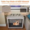 23.6"L X 20"W X 26"H Dog Crate Furniture with Cushion, Wooden Dog Crate Table, Double-Doors Dog Furniture, Dog Kennel Indoor for Small Dog, Dog House