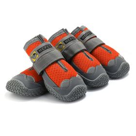Pet Non-Skid Booties, Waterproof Socks Breathable Non-Slip with 3m Reflective Adjustable Strap Small to Large Size (4PCS/Set) Paw Protector (Color: Orange, size: m)