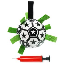 Dog Soccer Ball Toys with Straps, Interactive Dog Toy for Tug of War, Puppy Birthday Gifts, Dog Tug Toy, Dog Water Toy (Color: Black and white, size: l)