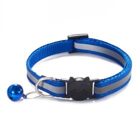 Reflective Dog Collar Pet Cat Puppy Nylon Collar with Bell Neck Adjustable (Color: Blue, size: m)