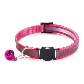 Reflective Dog Collar Pet Cat Puppy Nylon Collar with Bell Neck Adjustable (Color: Pink, size: m)